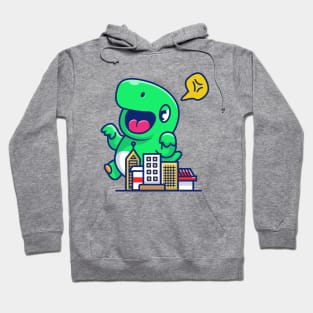 Angry Dinosaur Destroy City Cartoon Hoodie